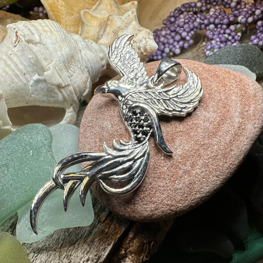 Firebird Phoenix Necklace in Sterling Silver | Pendant | Wiccan Center