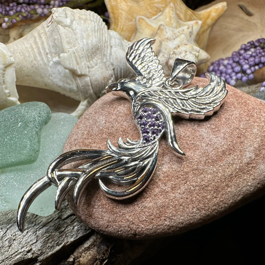 Firebird Phoenix Necklace in Sterling Silver | Pendant | Wiccan Center