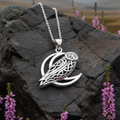 Celtic Crescent Moon Owl Necklace in Sterling Silver | Pendant | Wiccan Center