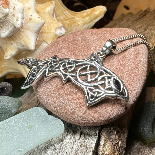 Cadmael Celtic Shark Necklace in Sterling Silver | Pendant | Wiccan Center