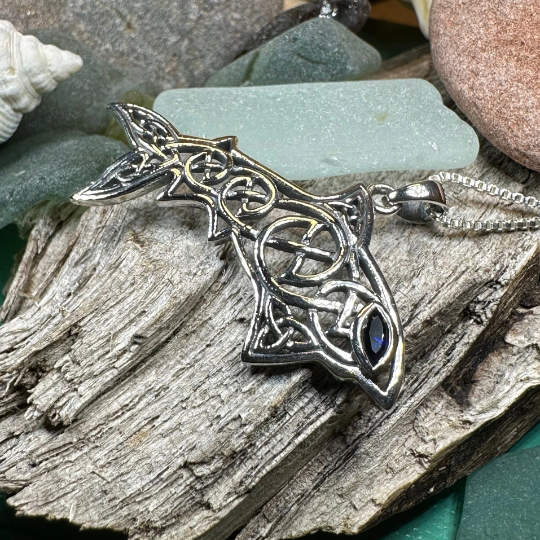 Cadmael Celtic Shark Necklace in Sterling Silver | Pendant | Wiccan Center