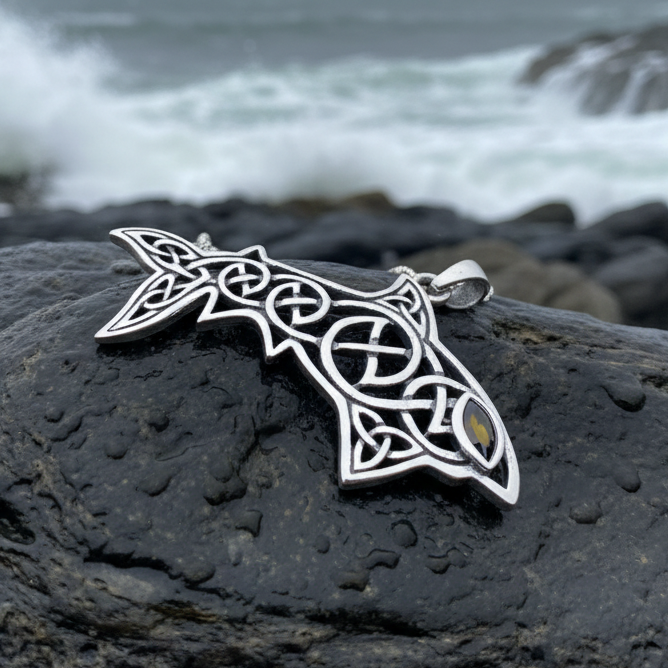 Cadmael Celtic Shark Necklace in Sterling Silver | Pendant | Wiccan Center