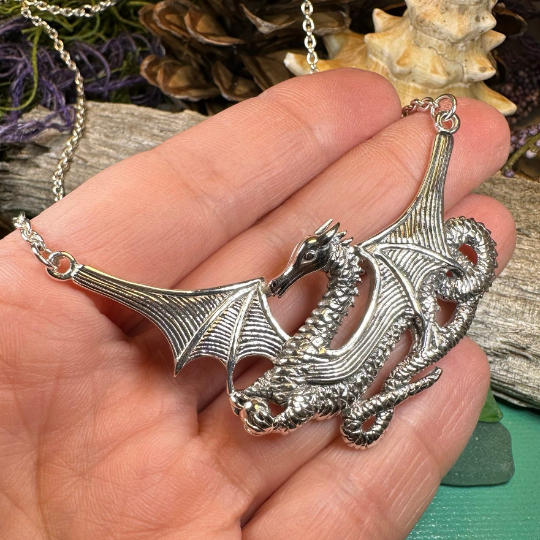 Saga Dragon Necklace in Sterling Silver | Necklet | Wiccan Center