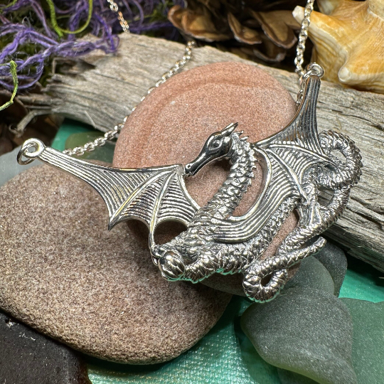 Saga Dragon Necklace in Sterling Silver | Necklet | Wiccan Center