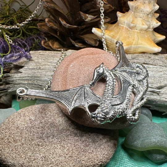Saga Dragon Necklace in Sterling Silver | Necklet | Wiccan Center