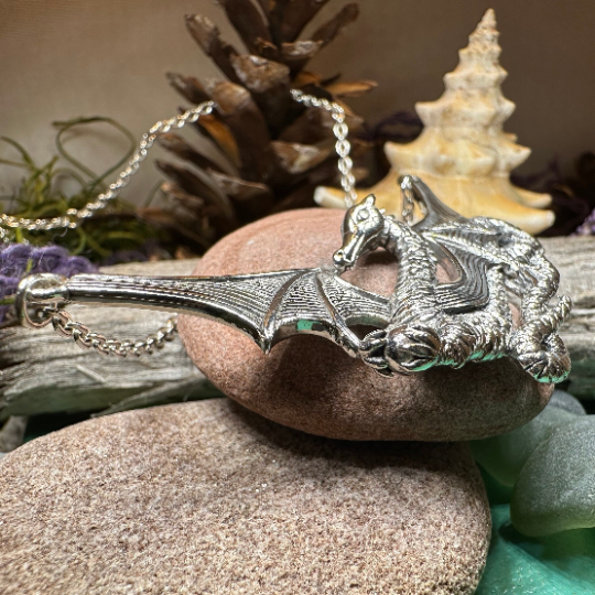 Saga Dragon Necklace in Sterling Silver | Necklet | Wiccan Center