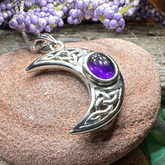 Arlynn Celtic Crescent Moon Necklace in Sterling Silver | Pendant | Wiccan Center
