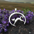 Crescent Moonrise Cat Necklace in Sterling Silver | Pendant | Wiccan Center