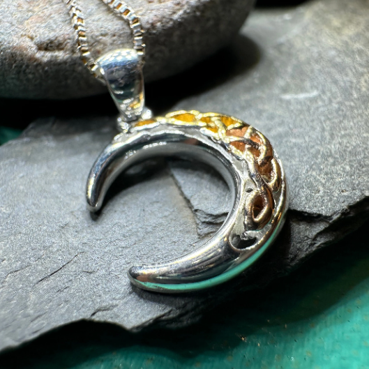 Tri-Color Crescent Moon Necklace | Pendant | Wiccan Center