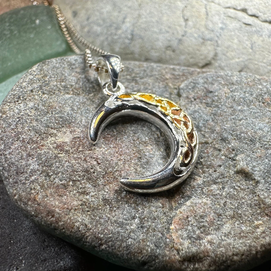 Tri-Color Crescent Moon Necklace | Pendant | Wiccan Center