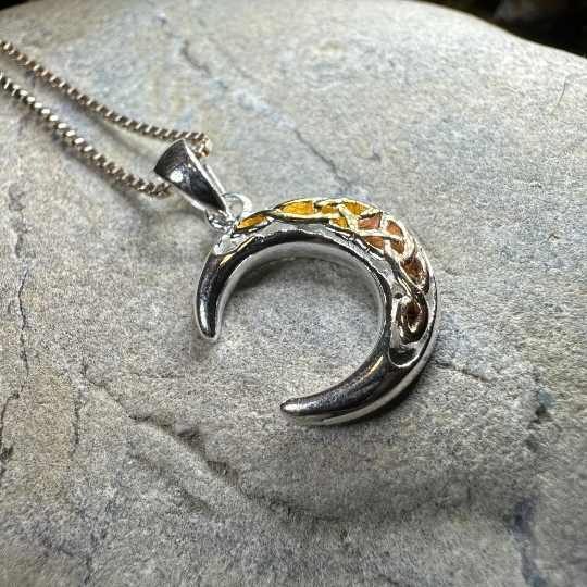 Tri-Color Crescent Moon Necklace | Pendant | Wiccan Center