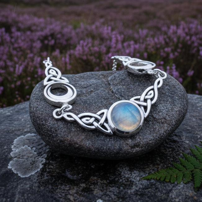 Celtic Triple Moon Necklace in Sterling Silver | Necklet | Wiccan Center