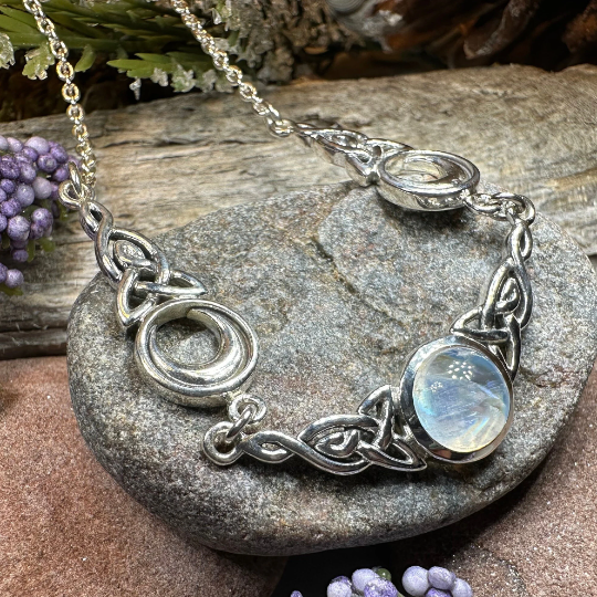 Celtic Triple Moon Necklace in Sterling Silver | Necklet | Wiccan Center