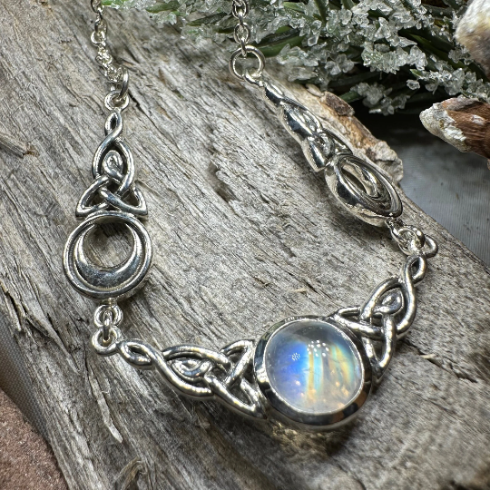 Celtic Triple Moon Necklace in Sterling Silver | Necklet | Wiccan Center
