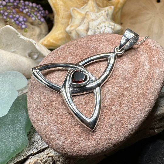 McKenna Celtic Trinity Knot Heart Necklace in Sterling Silver | Pendant | Wiccan Center