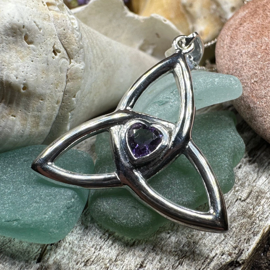 McKenna Celtic Trinity Knot Heart Necklace in Sterling Silver | Pendant | Wiccan Center
