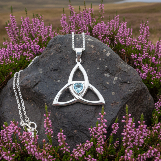 McKenna Celtic Trinity Knot Heart Necklace in Sterling Silver | Pendant | Wiccan Center