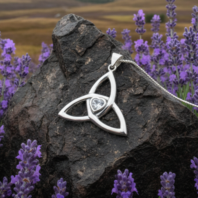 McKenna Celtic Trinity Knot Heart Necklace in Sterling Silver | Pendant | Wiccan Center