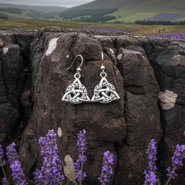 Celtic Triquetra Earrings in Sterling Silver | Dangle Earrings | Wiccan Center