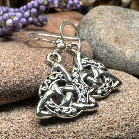Celtic Triquetra Earrings in Sterling Silver | Dangle Earrings | Wiccan Center
