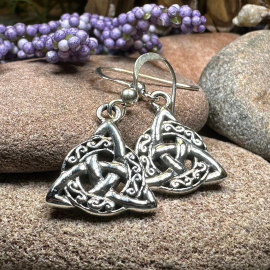 Celtic Triquetra Earrings in Sterling Silver | Dangle Earrings | Wiccan Center