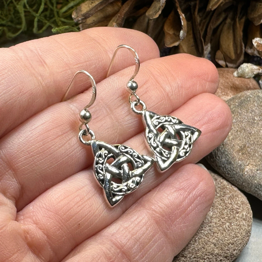 Celtic Triquetra Earrings in Sterling Silver | Dangle Earrings | Wiccan Center