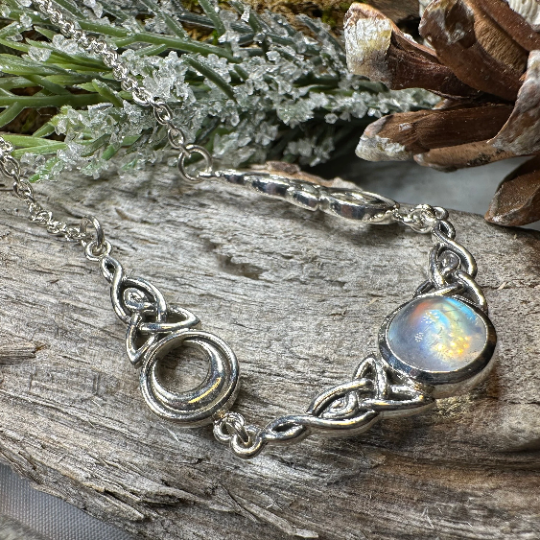 Celtic Triple Moon Necklace in Sterling Silver | Necklet | Wiccan Center