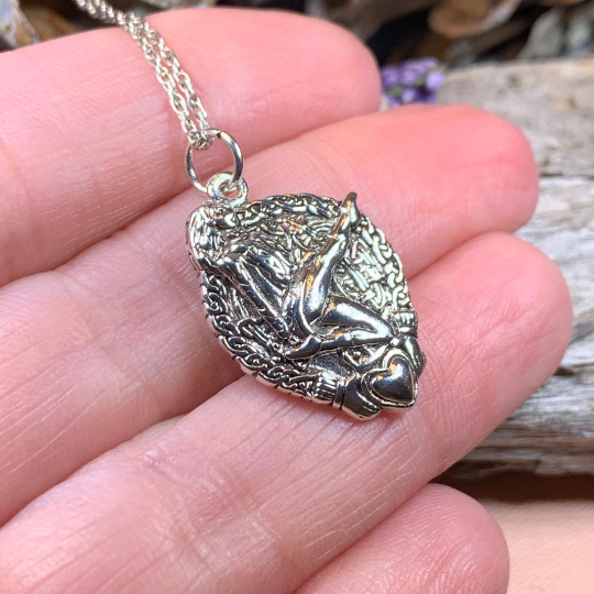 Claddagh Irish Dancer Necklace in Sterling Silver | Pendant | Wiccan Center