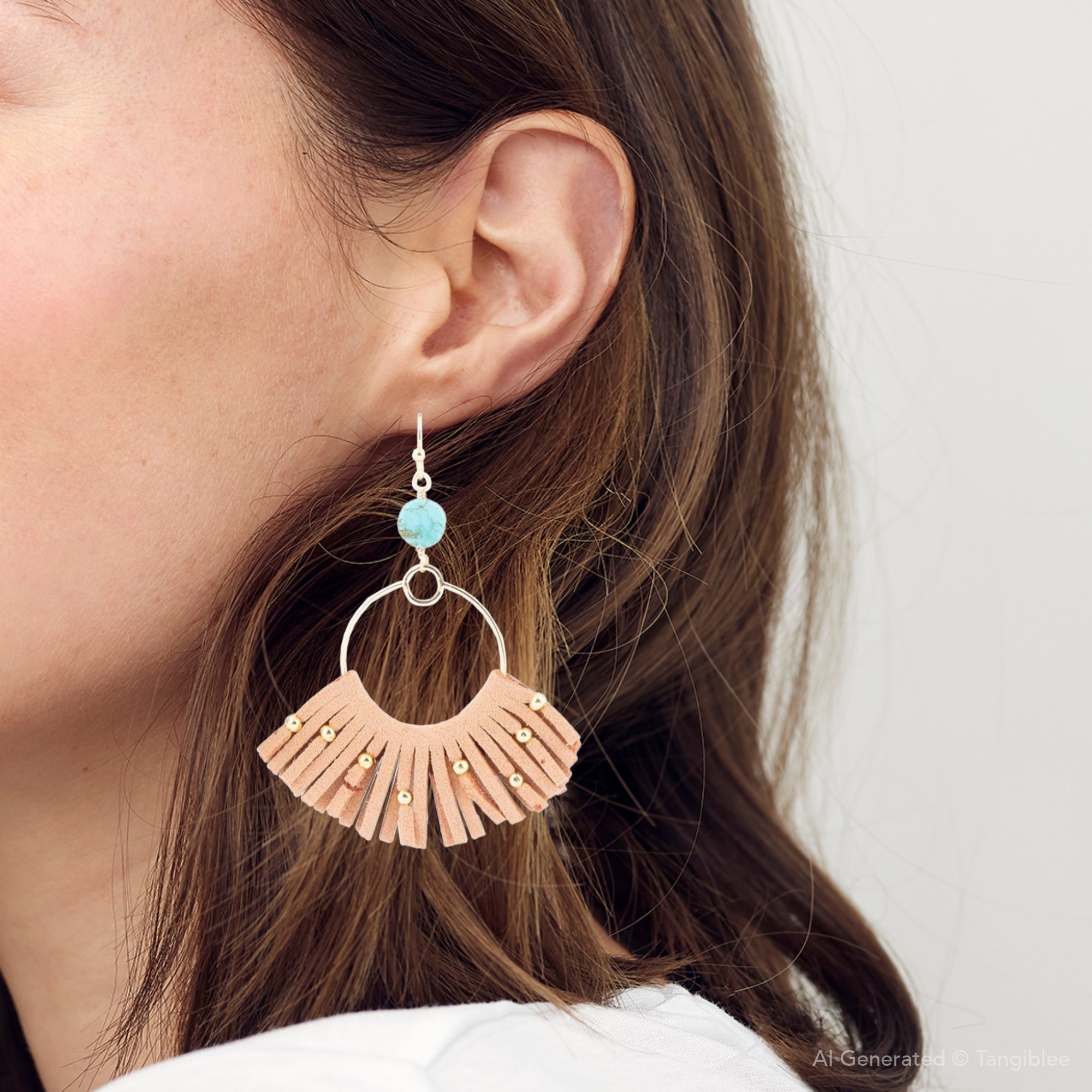 Pueblo Blue Magnesite Golden Fringe Earrings | Earrings | Wiccan Center