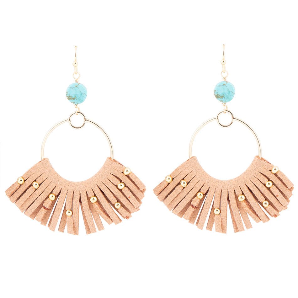 Pueblo Blue Magnesite Golden Fringe Earrings | Earrings | Wiccan Center