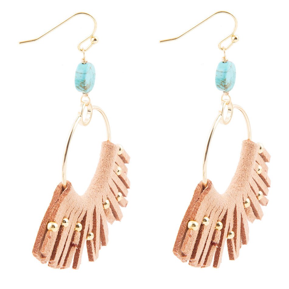 Pueblo Blue Magnesite Golden Fringe Earrings | Earrings | Wiccan Center