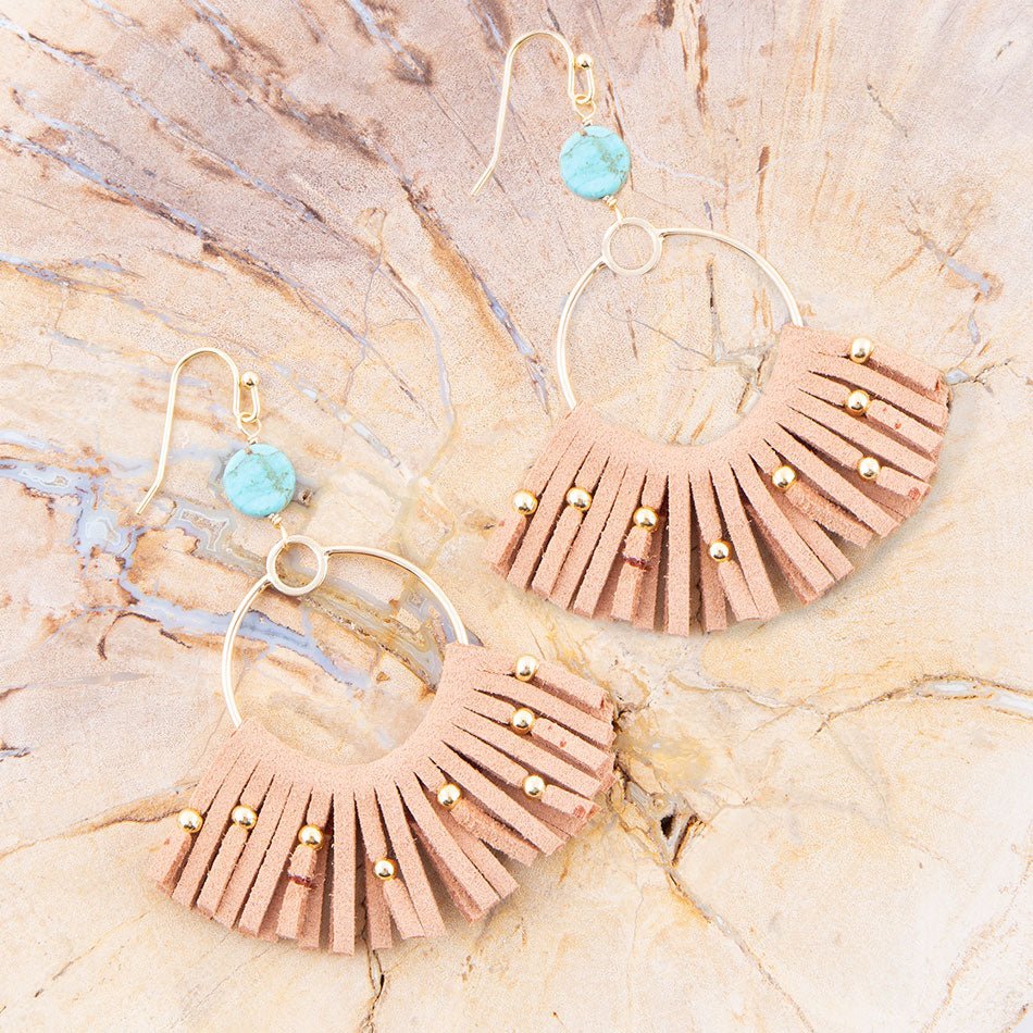 Pueblo Blue Magnesite Golden Fringe Earrings | Earrings | Wiccan Center