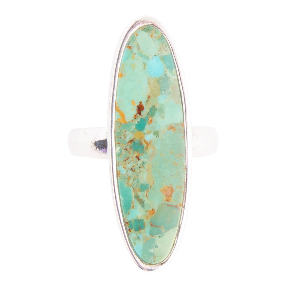 Pueblo Blue Turquoise and Sterling Silver Oval Ring | Rings | Wiccan Center