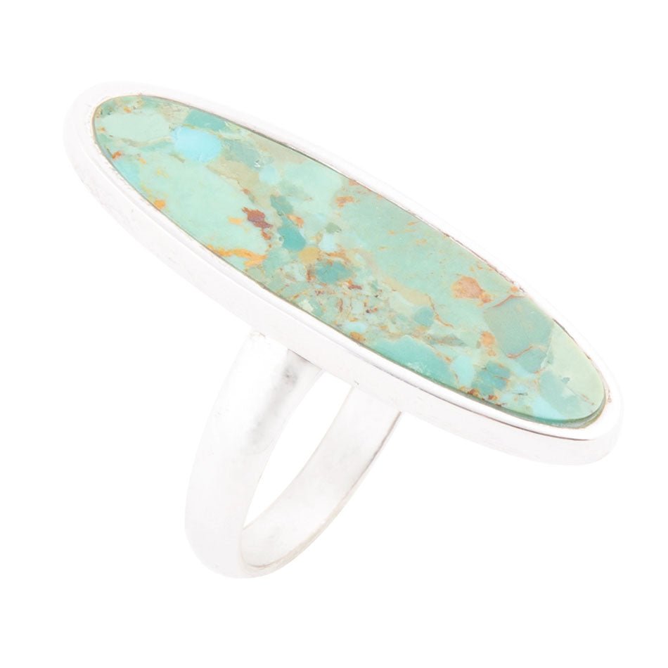 Pueblo Blue Turquoise and Sterling Silver Oval Ring | Rings | Wiccan Center