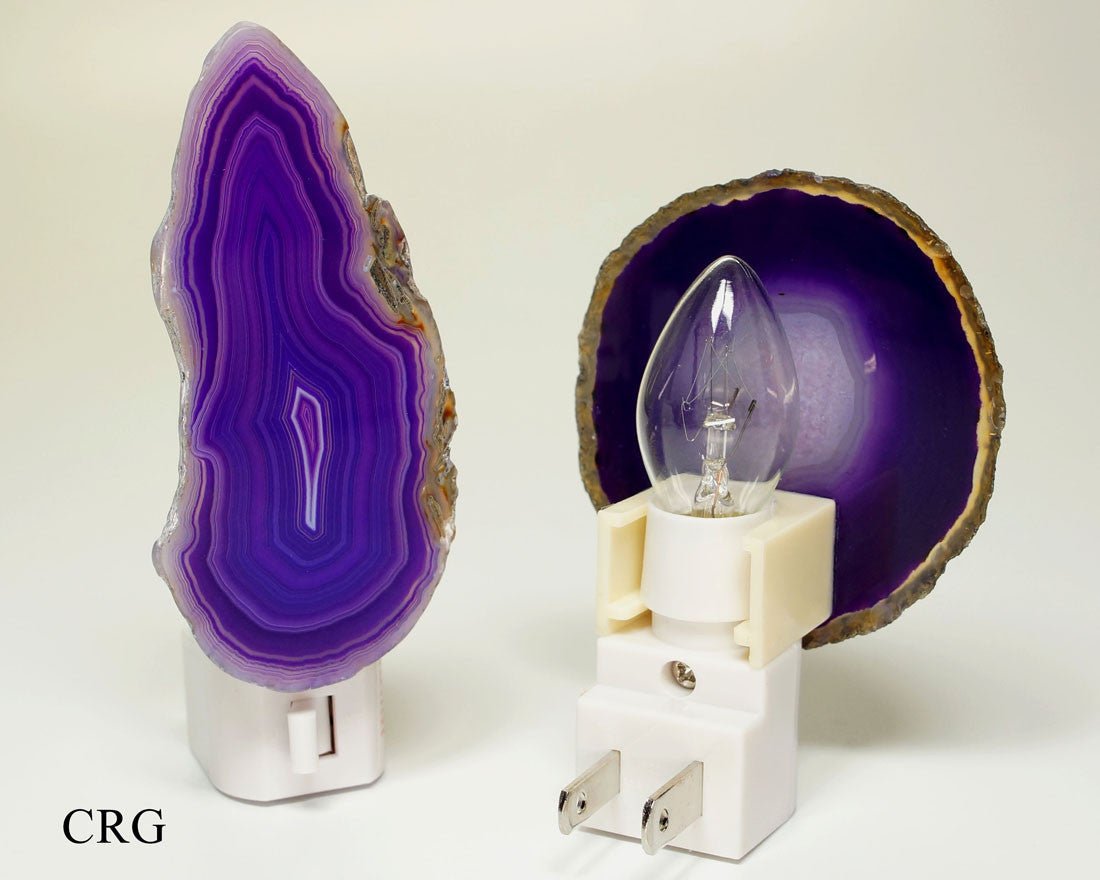 Purple Agate Nightlight with Bulb and Switch