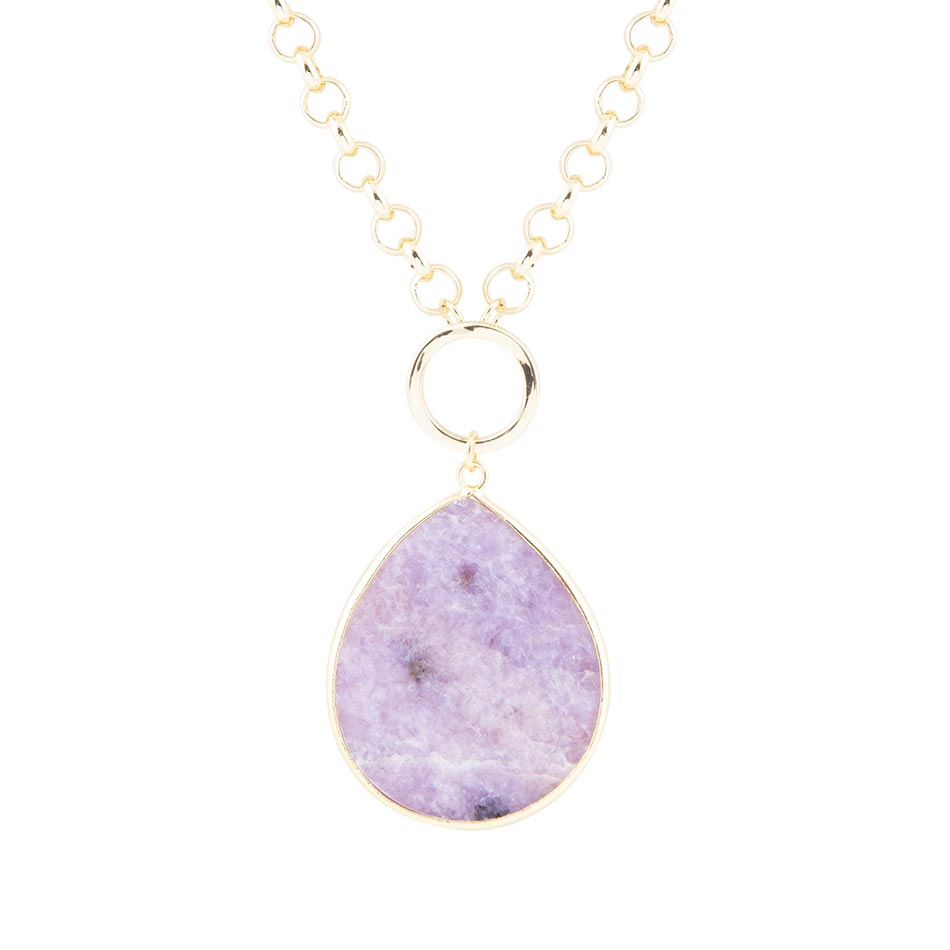 Purple Amethyst Teardrop Golden Chain Necklace | Necklaces | Wiccan Center