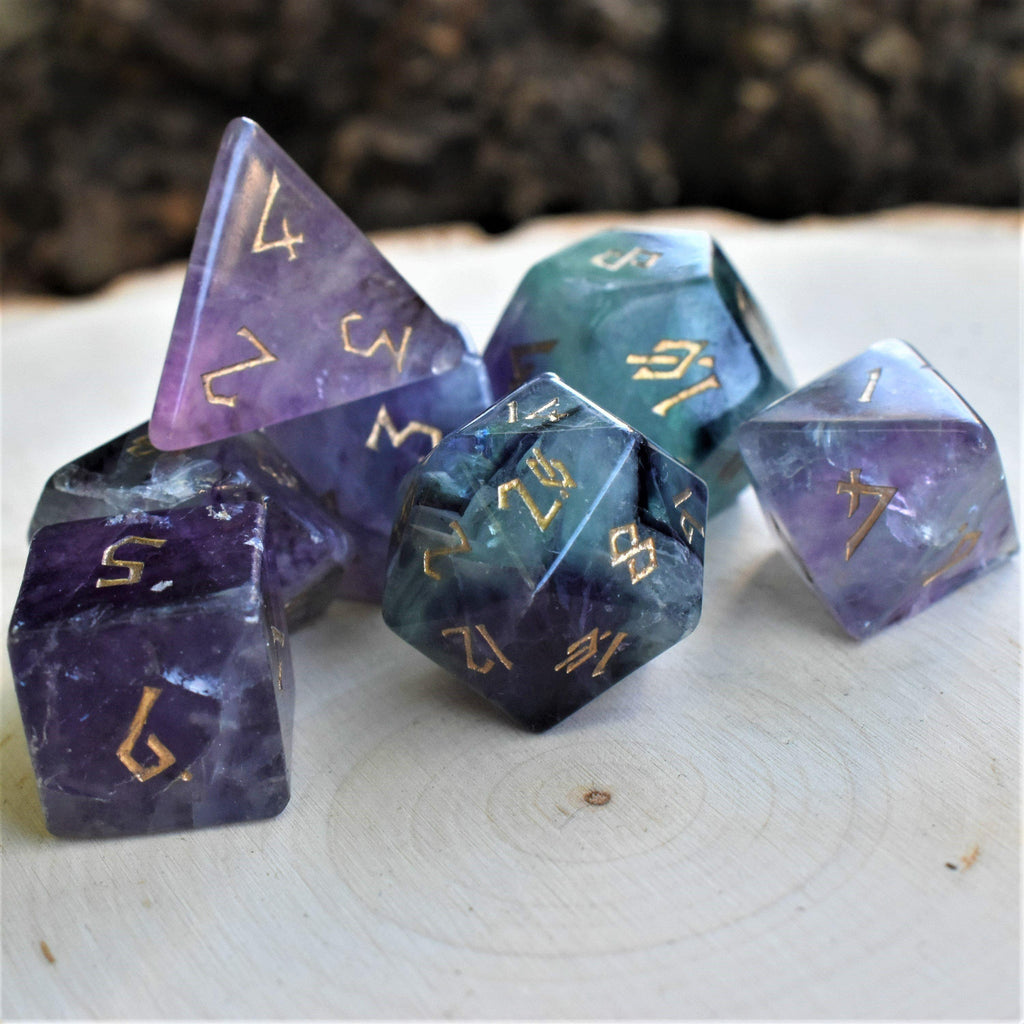 Purple Fluorite Stone Dice Set | Stone/Glass | Wiccan Center