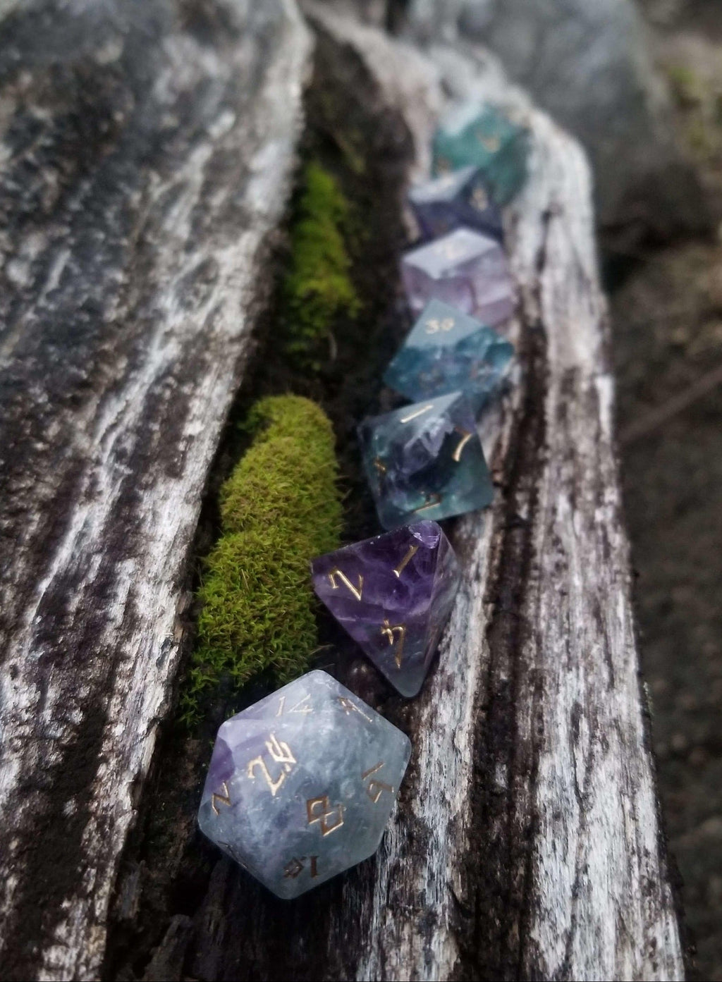 Purple Fluorite Stone Dice Set | Stone/Glass | Wiccan Center