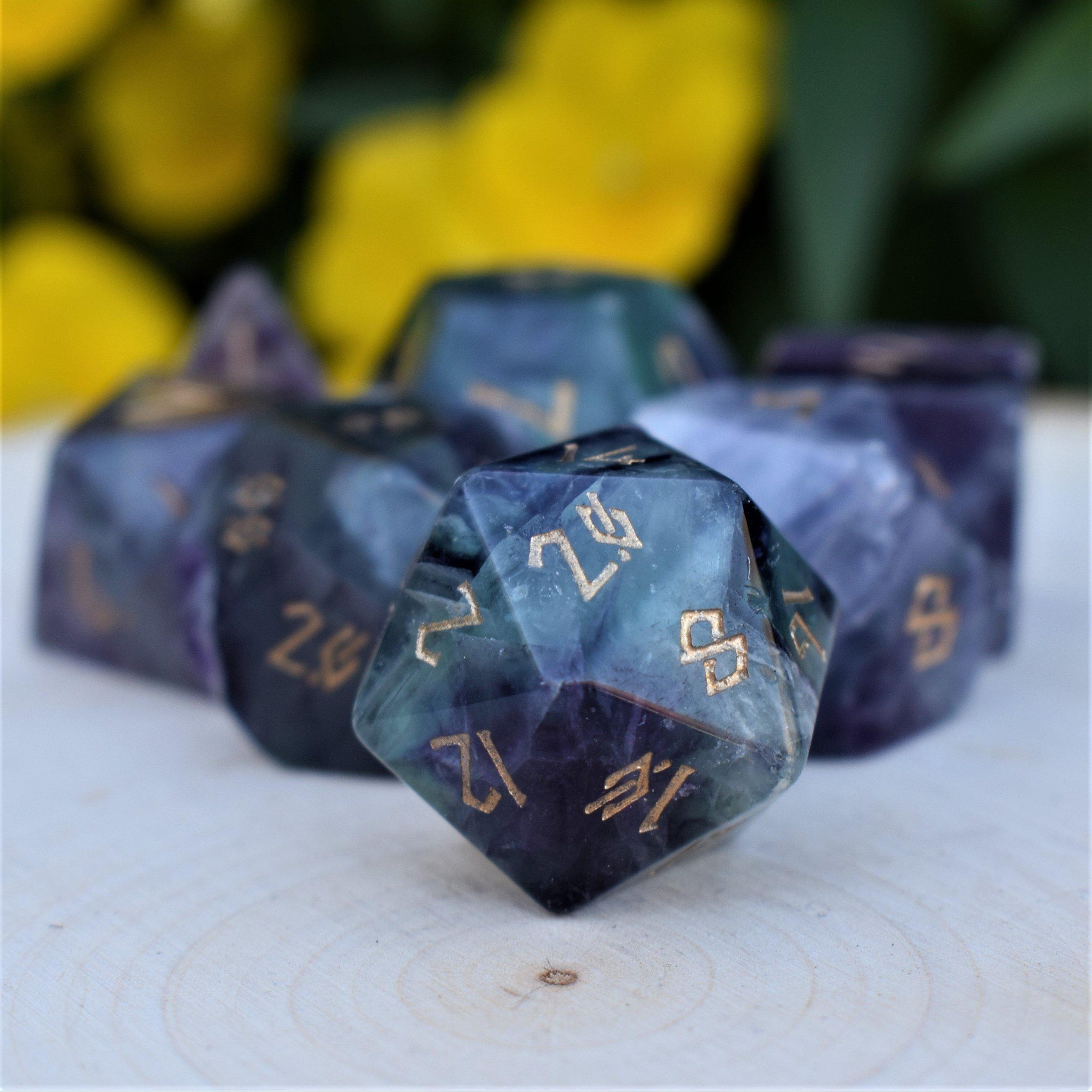 Purple Fluorite Stone Dice Set | Stone/Glass | Wiccan Center