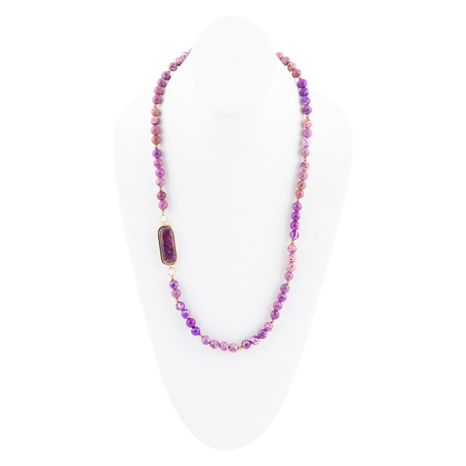 Purple Turquoise Linked Golden Necklace | Necklaces | Wiccan Center