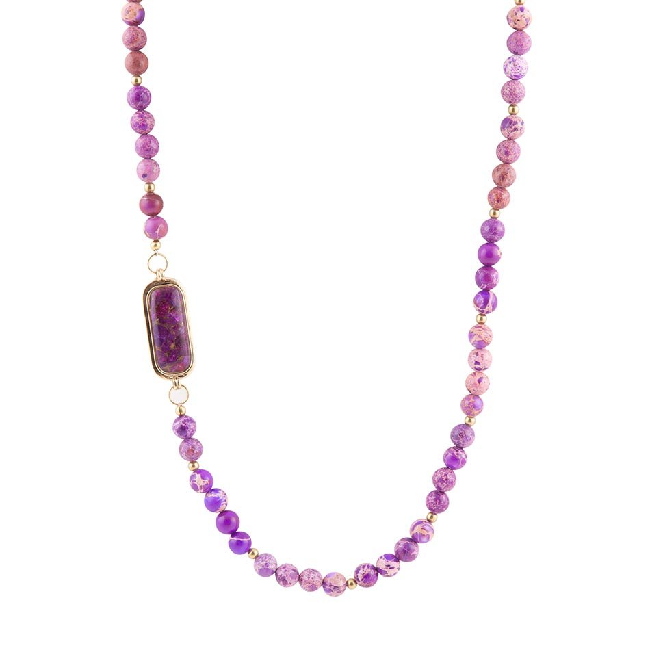 Purple Turquoise Linked Golden Necklace | Necklaces | Wiccan Center
