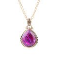 Purple Turquoise Teardrop Golden Pendant Necklace | Necklaces | Wiccan Center
