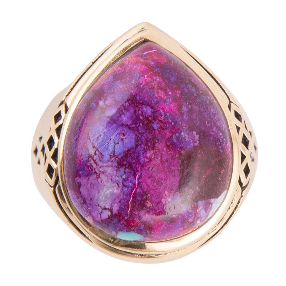 Purple Turquoise Golden Teardrop Ring | Rings | Wiccan Center