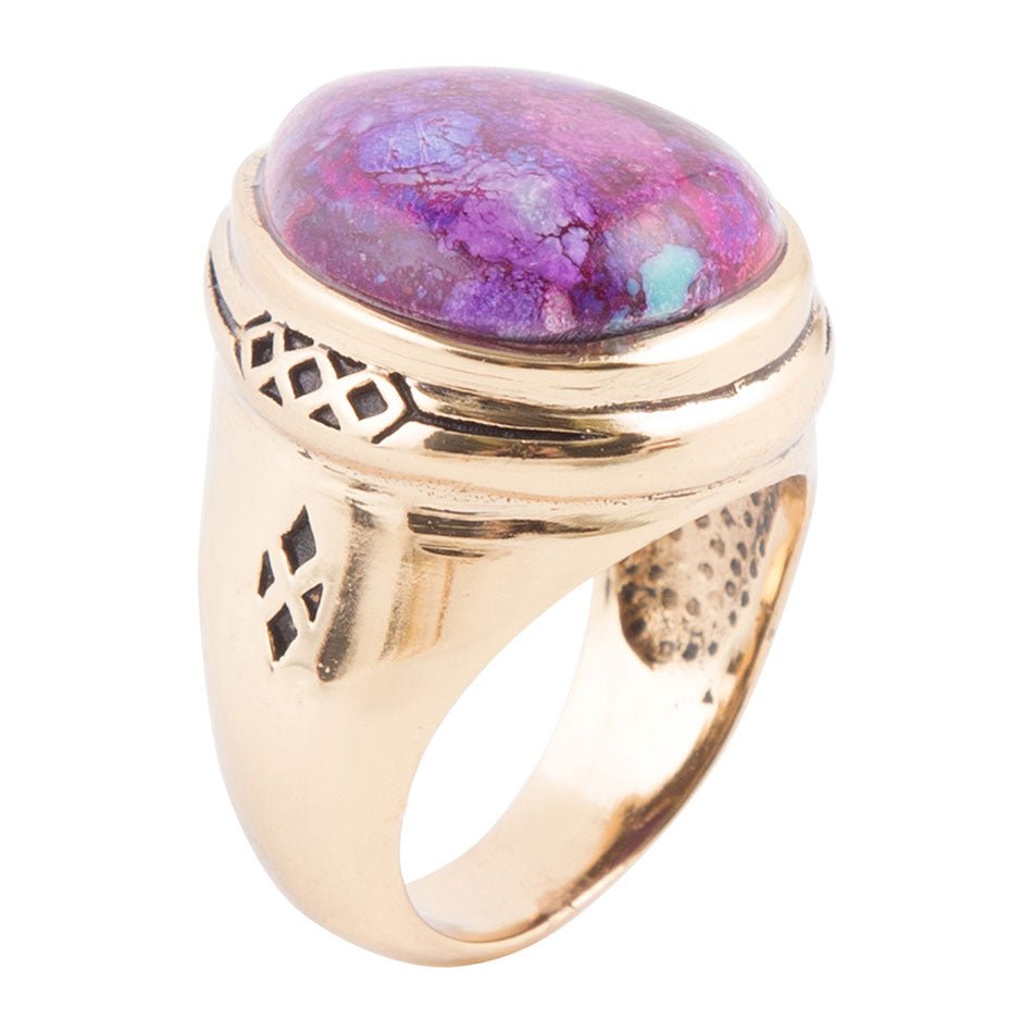 Purple Turquoise Golden Teardrop Ring | Rings | Wiccan Center