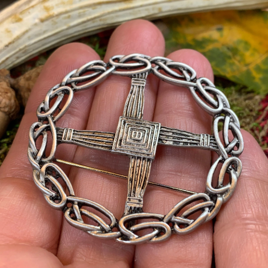Pewter Irish Saint Brigid's Cross Brooch | Brooch | Wiccan Center