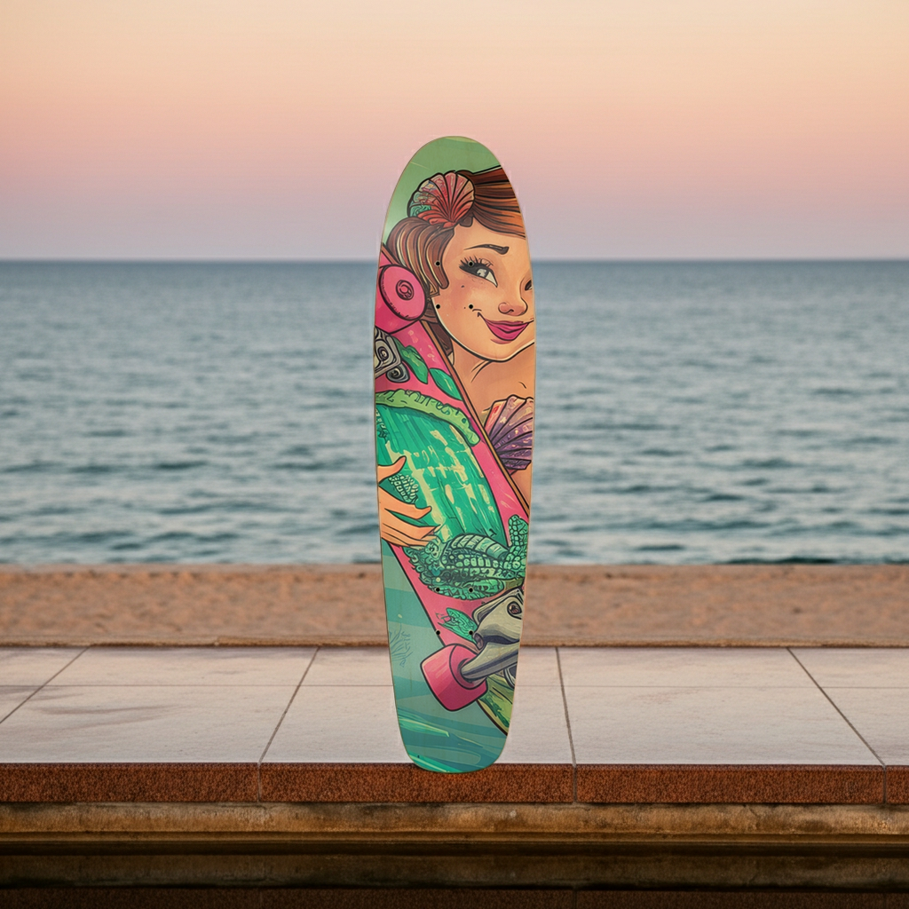 Mermaid Frolic Skateboard – Playful Mermaid Art Deck | Skateboard | Wiccan Center