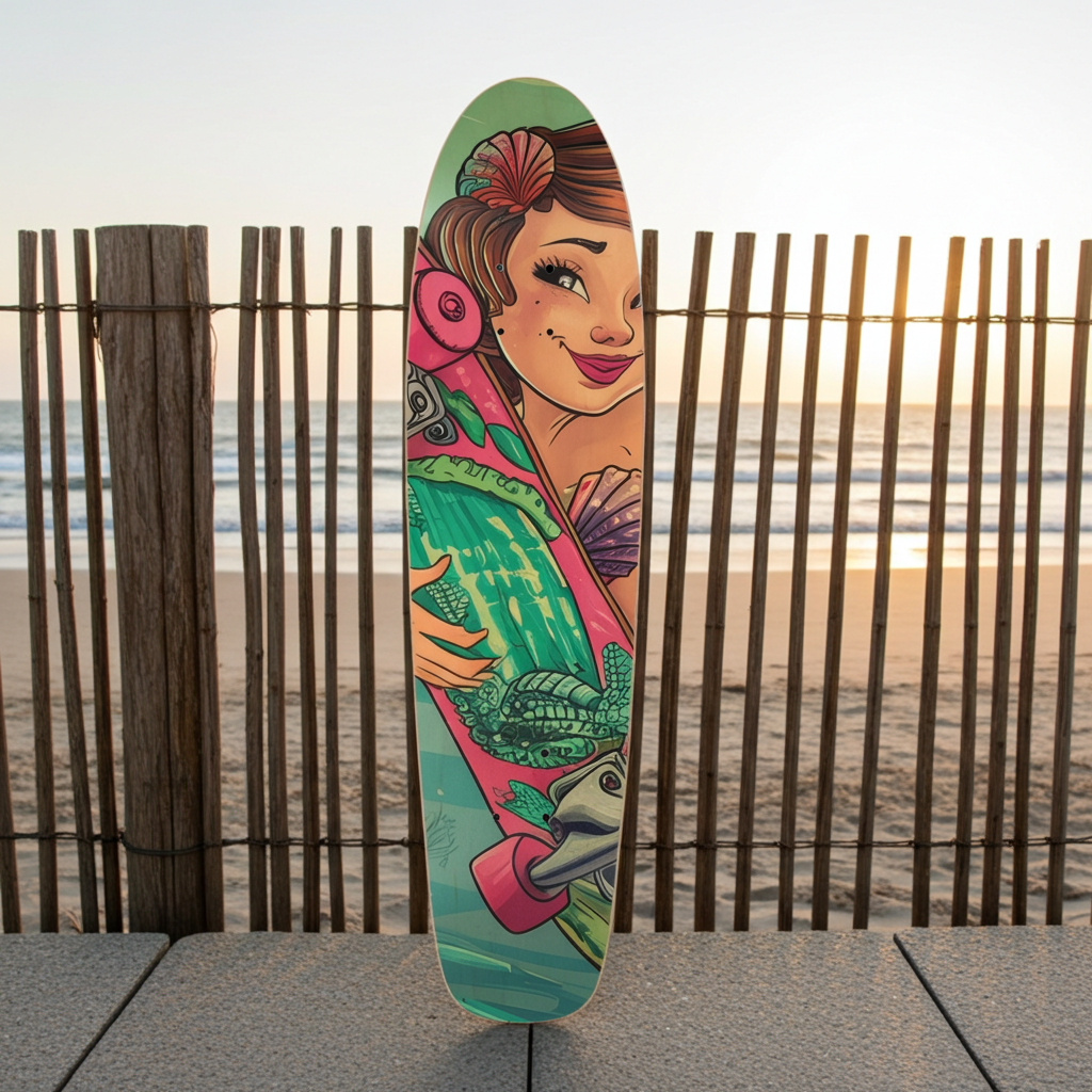 Mermaid Frolic Skateboard – Playful Mermaid Art Deck | Skateboard | Wiccan Center