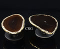QTY 1 - Black Agate Freeform Phone Grip w/ Gold Plating