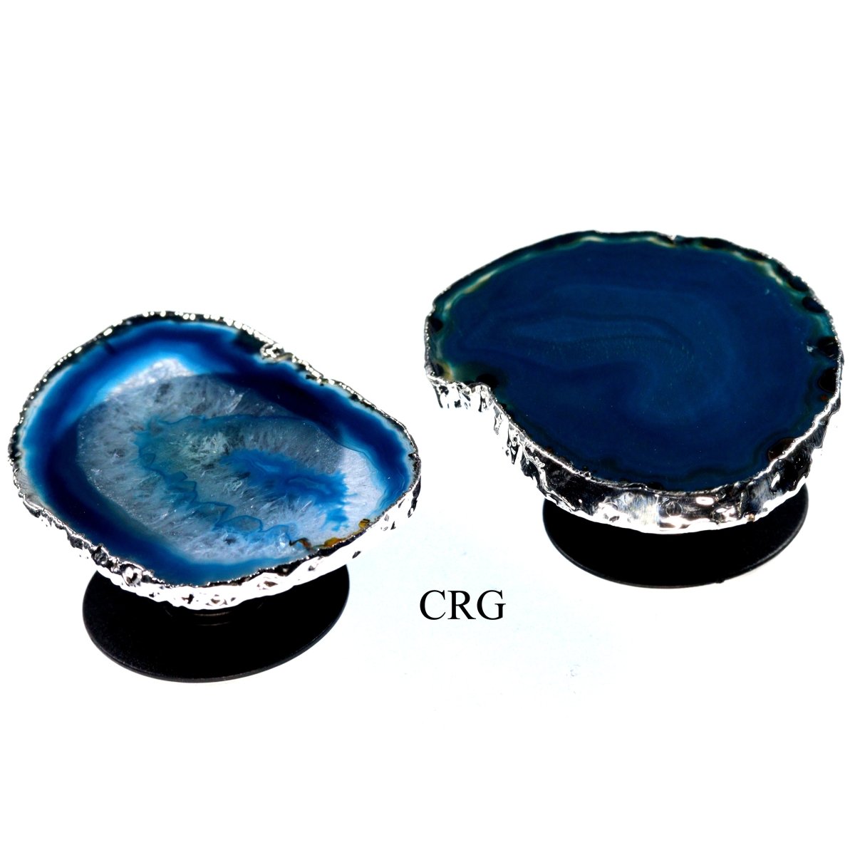 QTY 1 - Blue Agate Freeform Phone Grip w/ Silver Plating