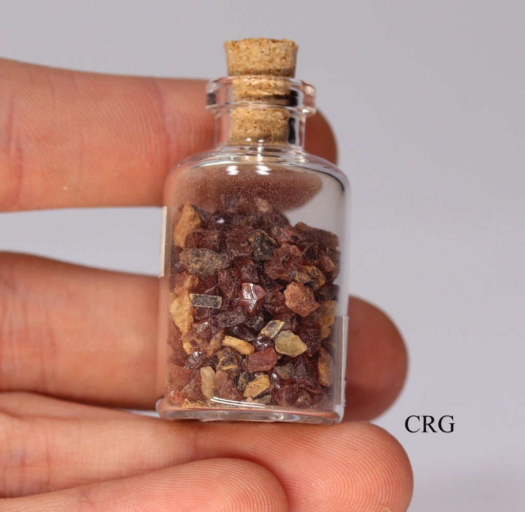 QTY 1 - Garnet Gemstone Chip Bottle / 1"